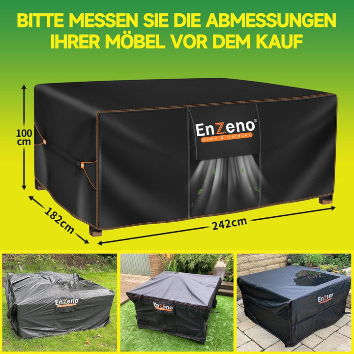 Enzeno Abdeckung für Gartenmöbel,242x182x100cm,Wasserdicht Loungemöbel Abdeckung 420D Oxford Gewebe