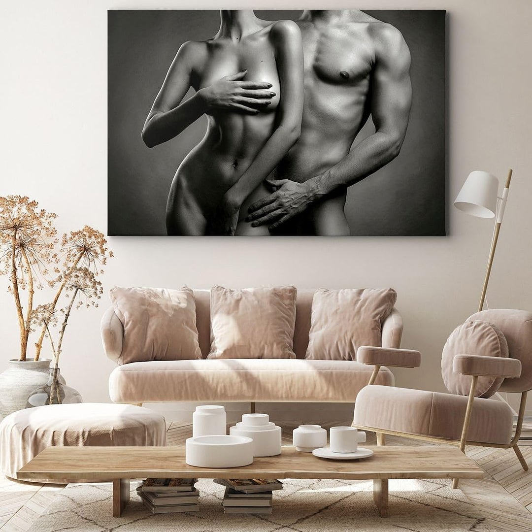 ARTTOR Bilder auf Leinwand 100x70cm Leinwandbild Frau Mann Nackt Paar Gross Wanddeko Bild Schlafzimm