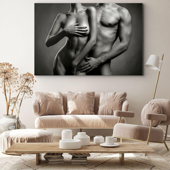 ARTTOR Bilder auf Leinwand 100x70cm Leinwandbild Frau Mann Nackt Paar Gross Wanddeko Bild Schlafzimm