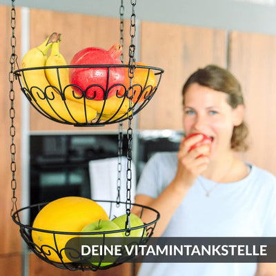 Obstkorb hängend - 130cm Küchenampel für mehr Platz auf Ihrer Arbeitsplatte - Obst Hängekorb Küche -