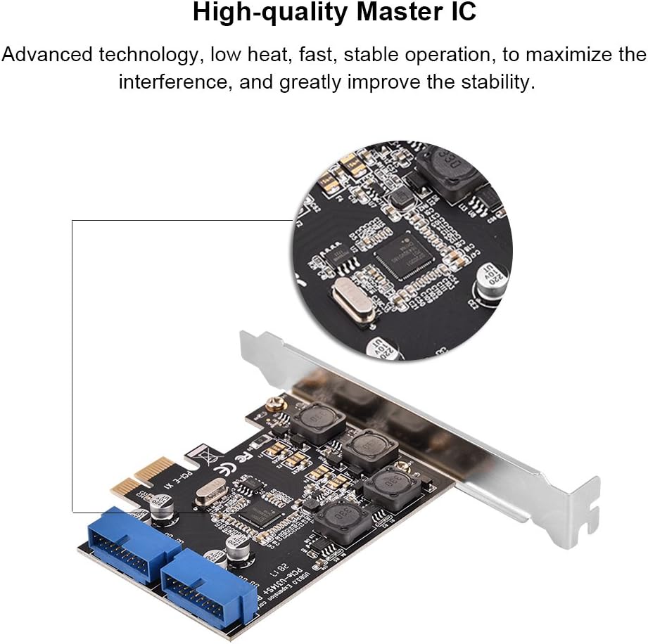 ASHATA USB 3.0 PCI Express Controller, PCI-E Erweiterungskarte 2X intern USB 3.0 19-pin Anschlüsse,S