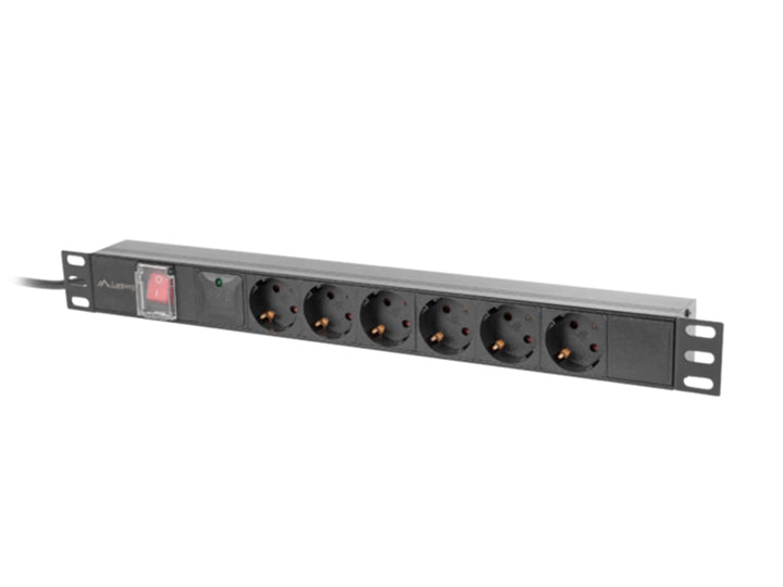 Lanberg PDU 19" 1U 16A 2M 6X SCHUKO OUTLETS Black