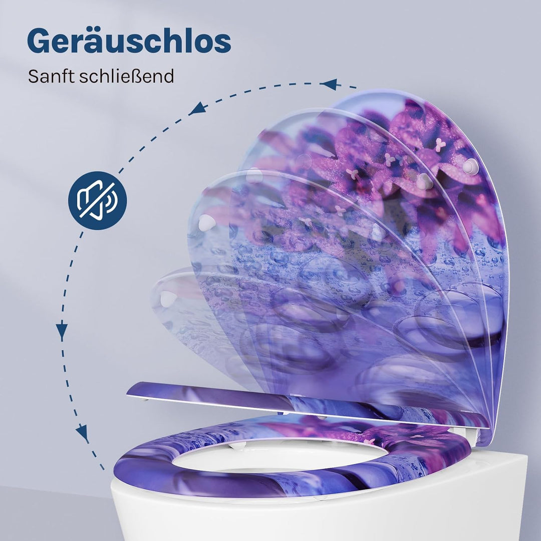 WOLTU Toilettendeckel, WC Sitz mit Absenkautomatik, Klodeckel Klobrille mit Quick-Release-Funktion,