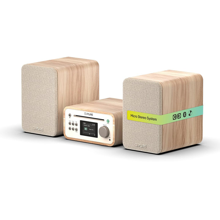 Pure Classic Stereo Mini Mikro HiFi Anlage mit CD-Player DAB+ Radio Bluetooth 5.3 USB AUX Kopfhörera