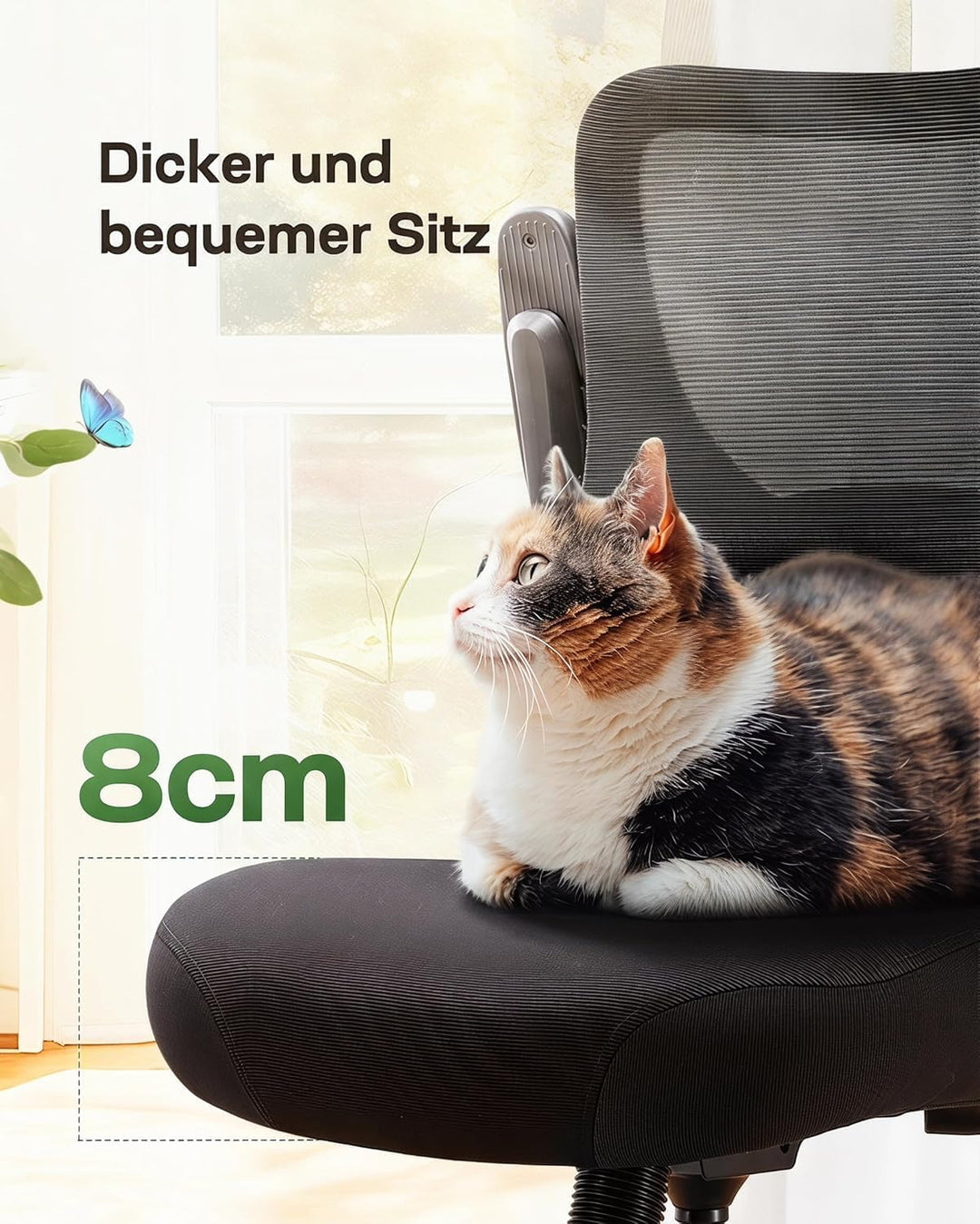 Marsail Schreibtischstuhl, Bürostuhl ergonomisch, mit 3D Armlehnen Schwarz 1 55.0 Zentimeter, Schwar