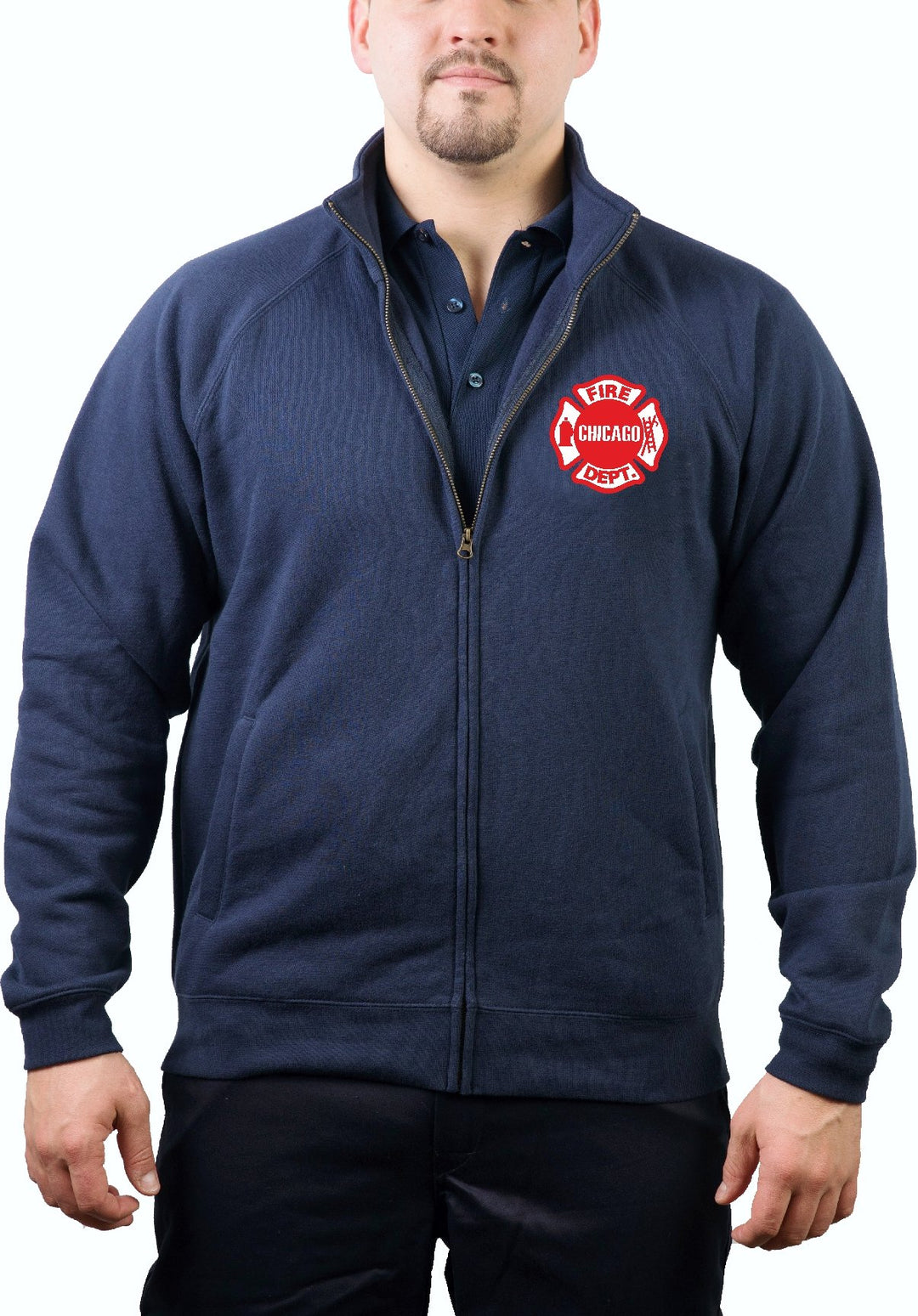 feuer1 Sweatjacke Navy, Chicago Fire Department - Brustemblem S Navy, S Navy