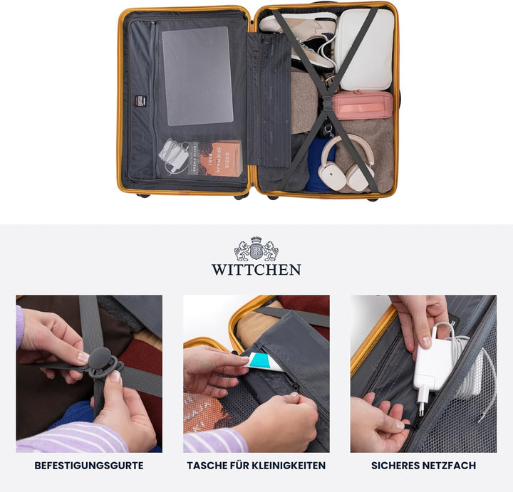 WITTCHEN COMODO Line Koffer Handgepäck Gepäck-Set aus ABS Teleskopgriff TSA Schloss 4 Doppelräder Ge