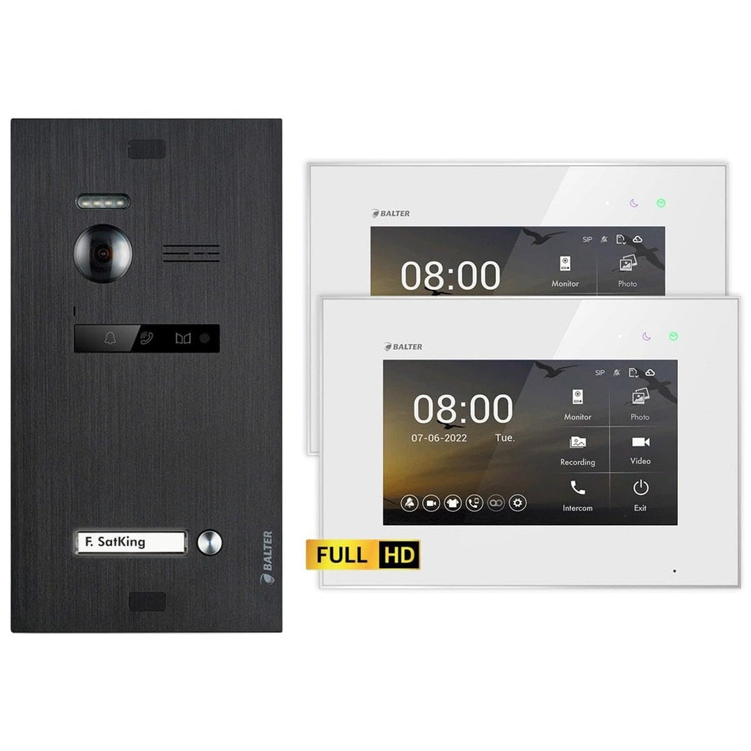 Nonic Balter EVO HD Schwarz/Weiss Video Türsprechanlage Set für 1 Familienhaus (1x Türstation mit Fu