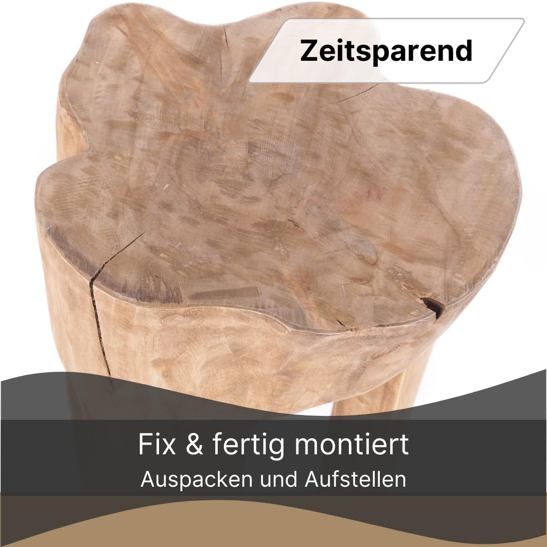 DESIGN DELIGHTS RUSTIKALER BAUMSTAMM HOCKER Log | 41x29x29 cm (HxBxT), Altholz, Natur | Sitzhocker L