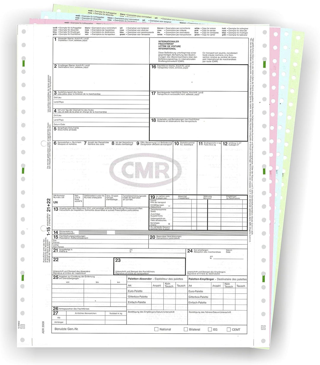 CMR Frachtbrief für internationalen Güterverkehr, 500 Endlossätze, endlos, selbstdurchschreibend