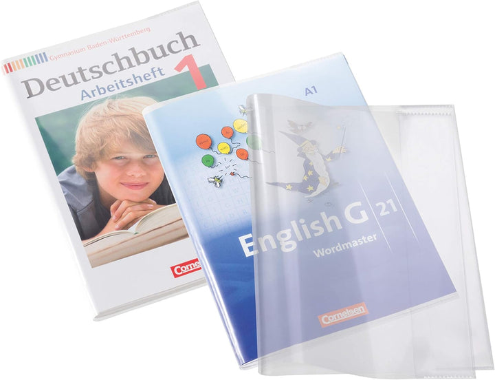 HERMA 14040 Buchumschläge für Workbooks 30 x 43,1 cm, 500 Stück, Buchhüllen mit Beschriftungsetikett