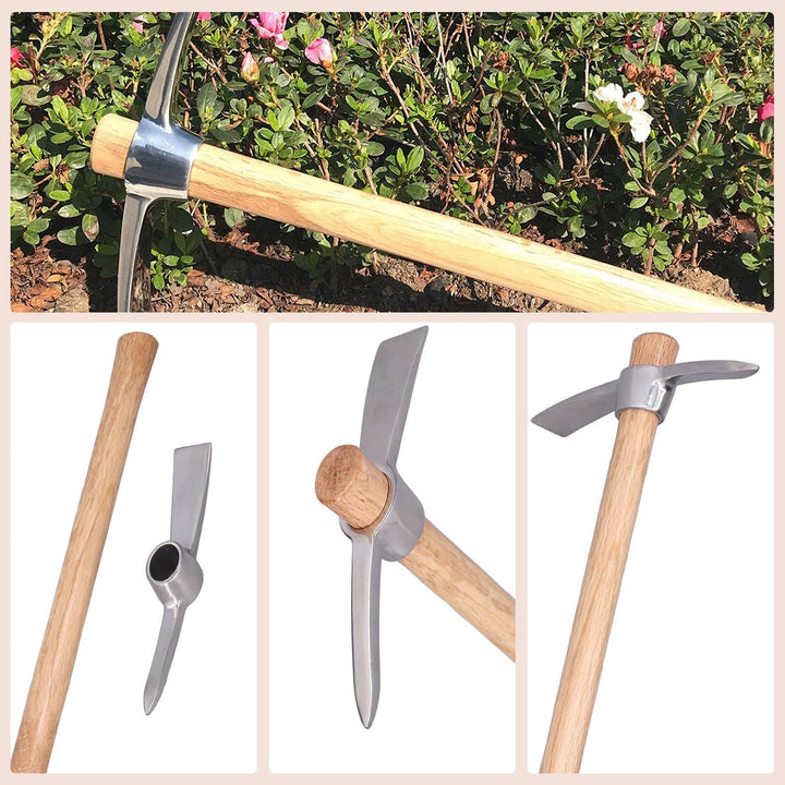 Tissting Spitzhacke mit Hartholzstiel, 40cm/15,74 Zoll Wiedehopfhacke Gartenhacke, Unkrauthacke, Han
