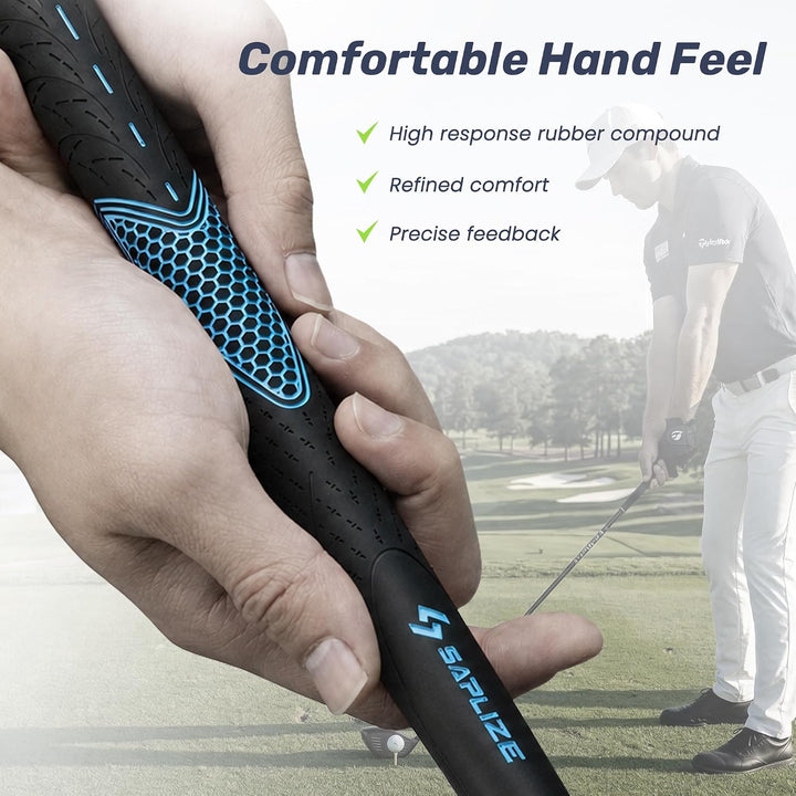 SAPLIZE Golfgriffe 13er-Set mit komplettem Regripping-Kit, Standard/Mittelklasse, Weiss/Grün/Rot/Bla