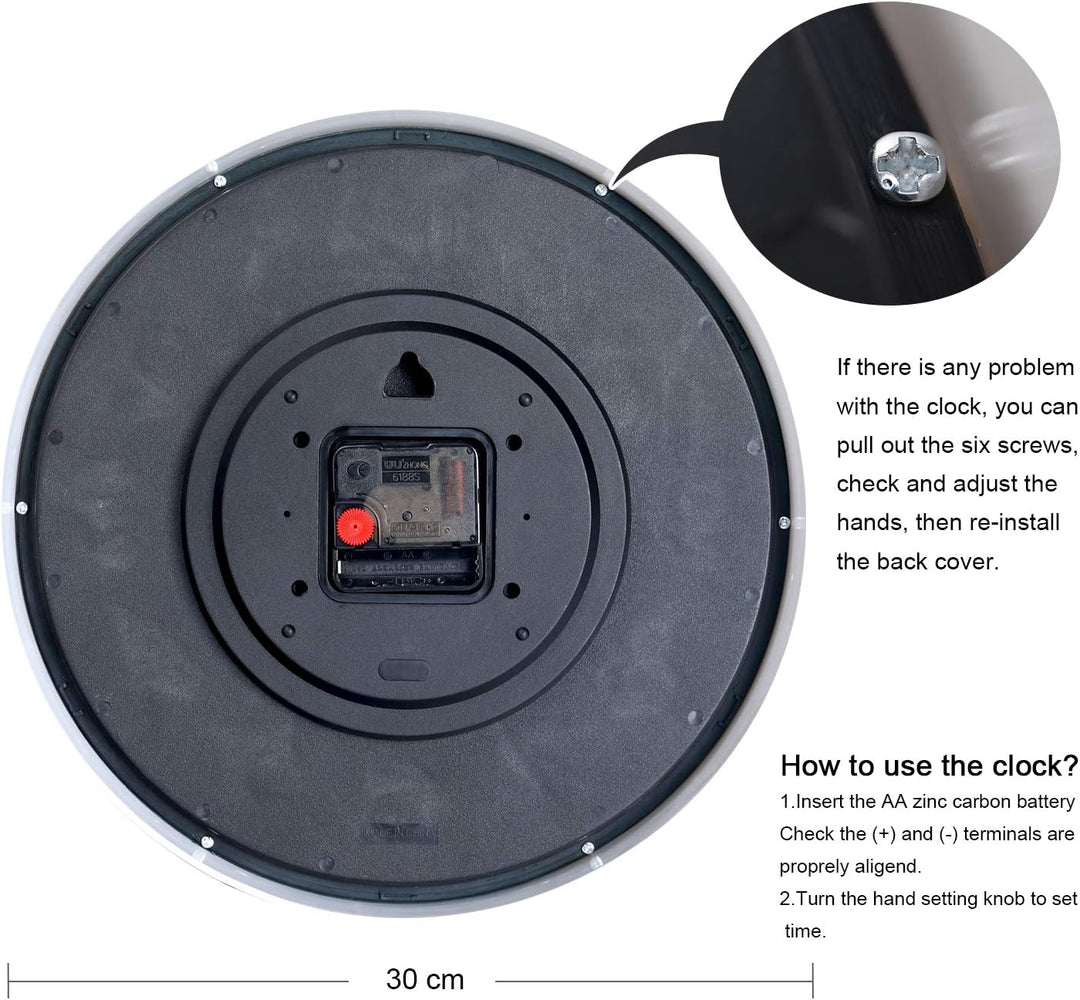 Lafocuse 3D Ziffern Lautlos Wanduhr Blau, Modern Wanduhr 30cm Leicht zu Lesen, Ohne Ticken Geräuschl