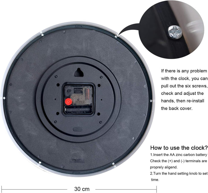 Lafocuse 3D Ziffern Lautlos Wanduhr Blau, Modern Wanduhr 30cm Leicht zu Lesen, Ohne Ticken Geräuschl