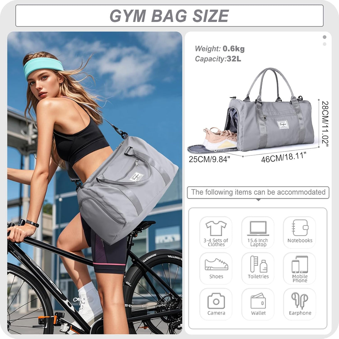 HYC00 Sport Duffel Bag Damen Handgepäck Sporttasche für Damen und Herren mit Nassfach &amp; Schuhfach, R