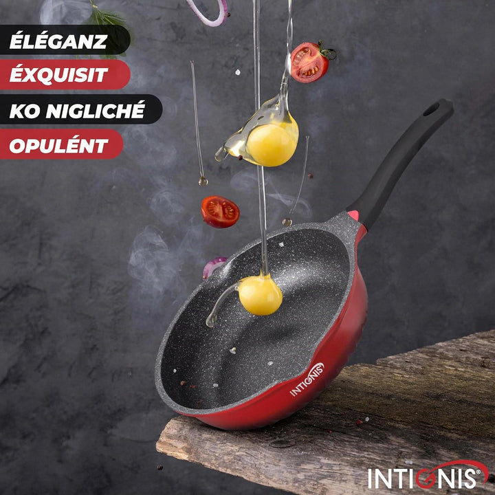 INTIGNIS Premium-Bratpfanne mit Deckel, Kratzfest, 30 cm, Extra Tief, Kompatibel mit allen Herdarten