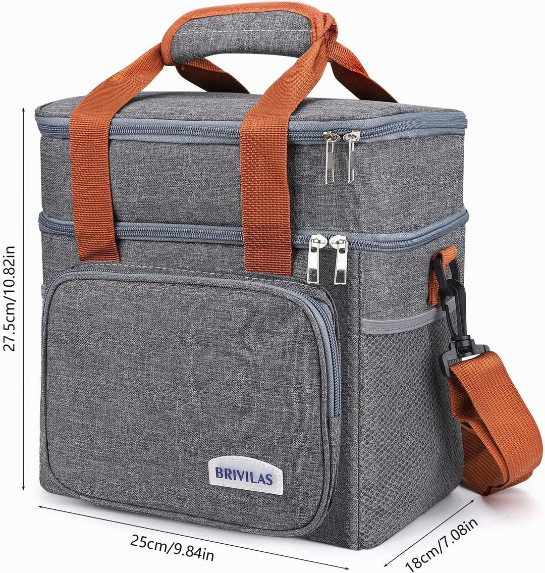 Kühltasche, 12L Klein Picknicktasche Isoliertasche Lunchtasche für Unterwegs, Double Decker Thermota