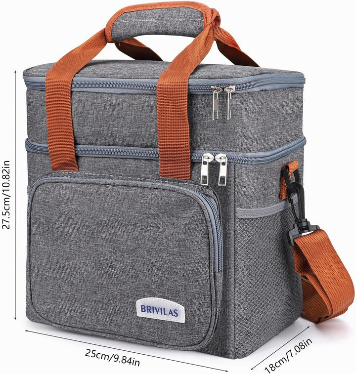 Kühltasche, 12L Klein Picknicktasche Isoliertasche Lunchtasche für Unterwegs, Double Decker Thermota