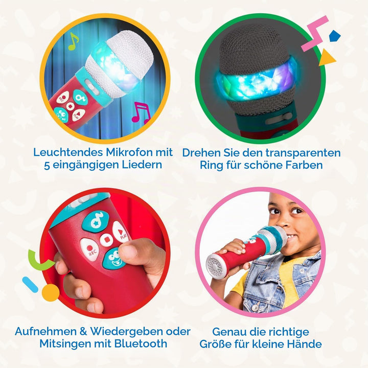 Battat – Musikalisches Lichtshow-Mikrofon – Beleuchtetes und stimmveränderliches Mikrofon – Aufnahme