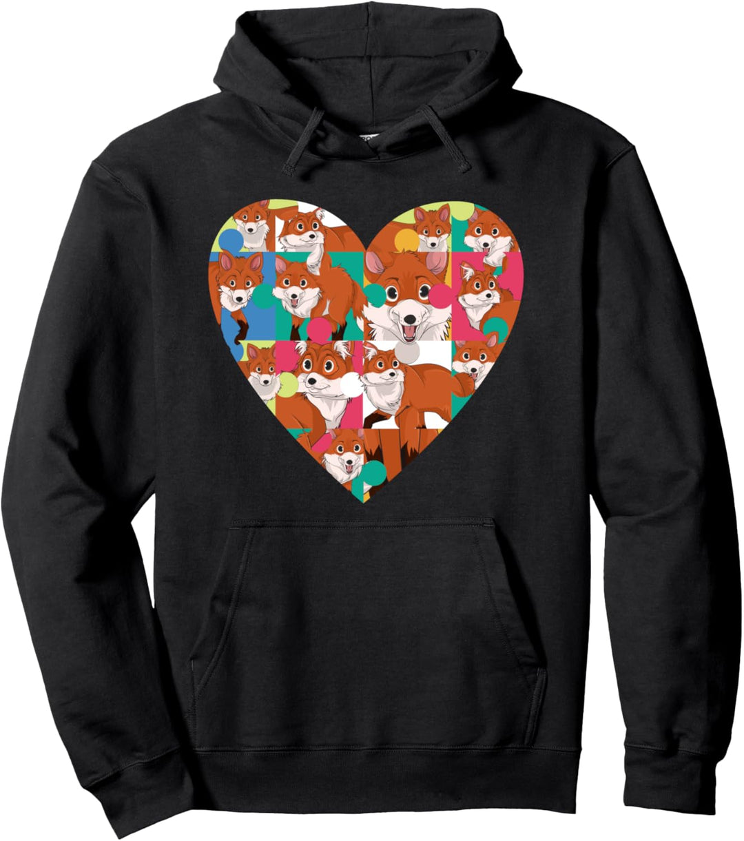Tier des Waldes Waldbewohner Liebe Tierfreund Herz Fuchs Pullover Hoodie