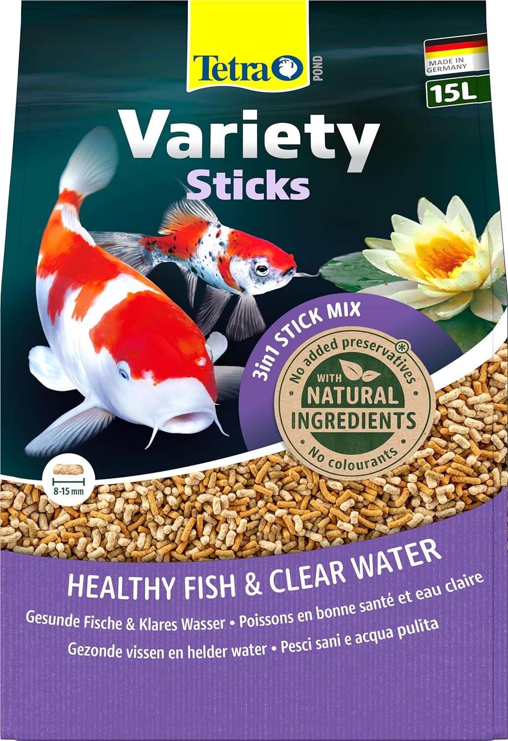 Tetra Pond Variety Sticks – Fischfutter Mischung bestehend aus drei verschiedenen Sticks, für die Ge