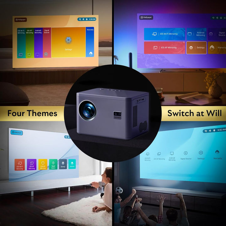 Beamer 4K [Elektrischer Fokus & 6D/4P Trapezkorrektur & Zoom] Unterstützt, 5G WiFi Zweikanal-Bluetoo