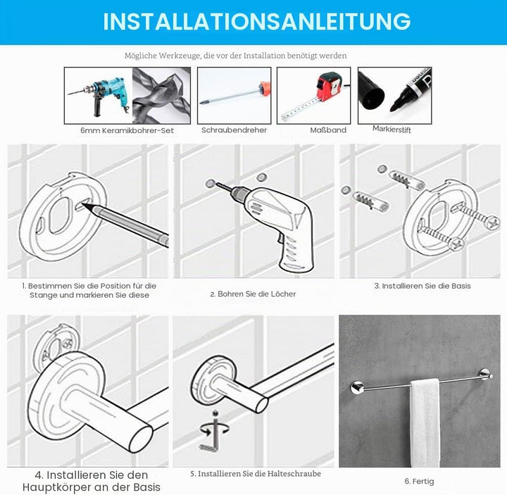 GRIFEMA IBIZA - G30101 | Wandmontage Bad Accessoires - Handtuchhalter aus Messing (60 CM) | Universa