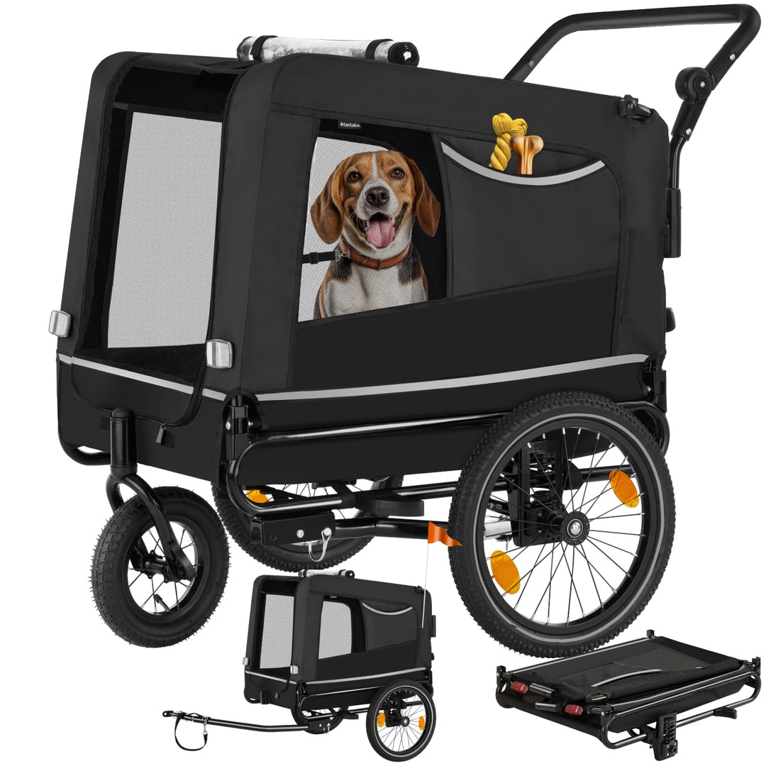 tectake® Fahrradanhänger multifunktional - als Hunde Anhänger Wagen für Fahrrad und e Bike, Jogger o