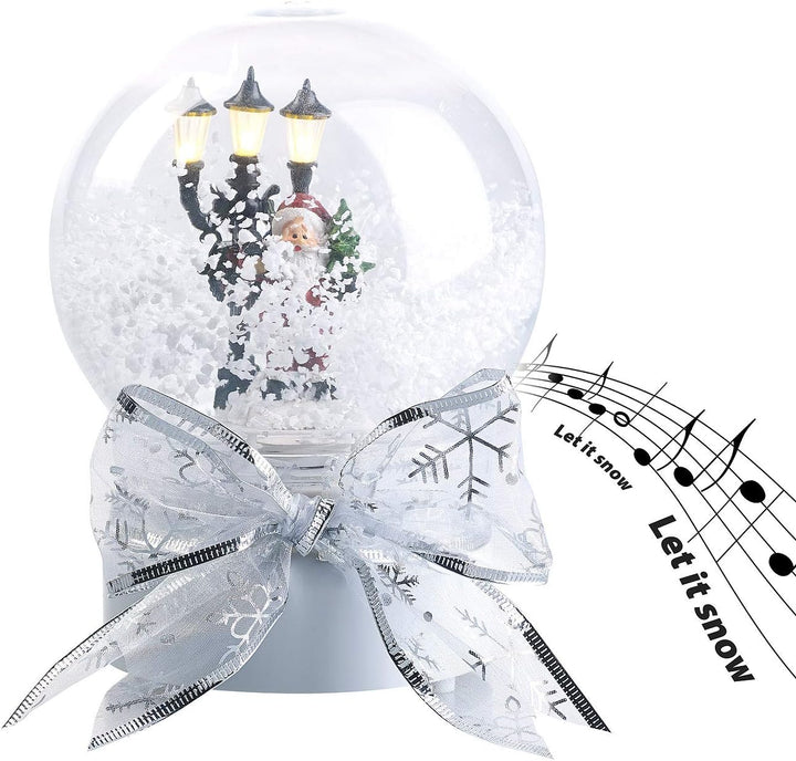 infactory Schneekugeln: Schneekugel mit singendem Weihnachtsmann, berührungsaktiv, LED-Laterne (Schn