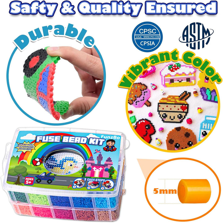 FunzBo Sicherungsperlen-Set – Perler-Perlen-Set mit 23000 5 mm Perlen für die Schmuckherstellung, 10