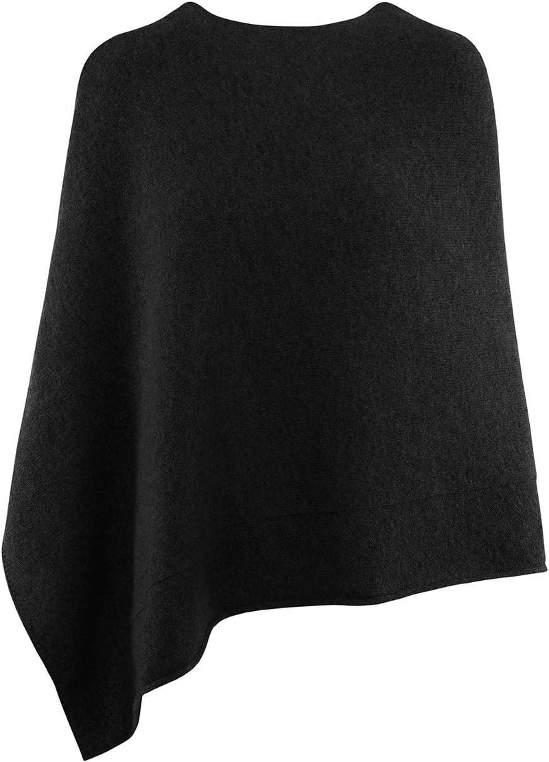 GIESSWEIN Merino Lambswool Poncho - Damen Feinstrick Überwurf aus Merinowolle, Wool Cape, Frauen Str