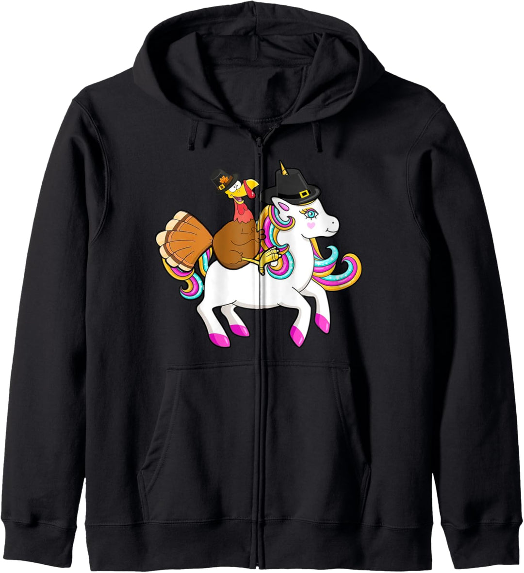 Funny Turkey Riding Unicorn Cute Turkey Thanksgiving Gift Kapuzenjacke