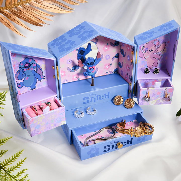 Get Trend Disney Stitch Schmuckkästchen Mädchen Musikbox für Ringe Ohrringe Halskette Geschenke für