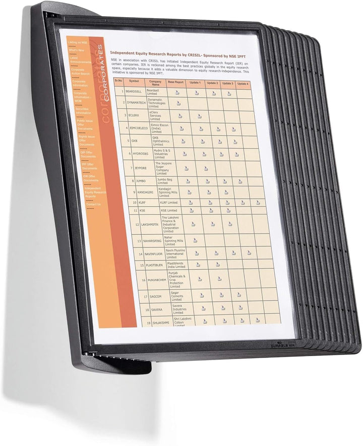 Durable Wand-Sichttafelsystem Sherpa Style Wall, mit 10 Sichttafeln A4, schwarz, 585401, Wand