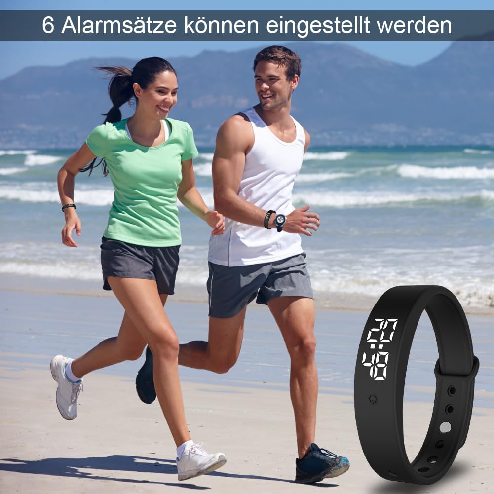 DASIAUTOEM Vibrationswecker Armband, Vibrationsalarm Erinnerung Uhr, Armband Wecker Vibration mit Ti