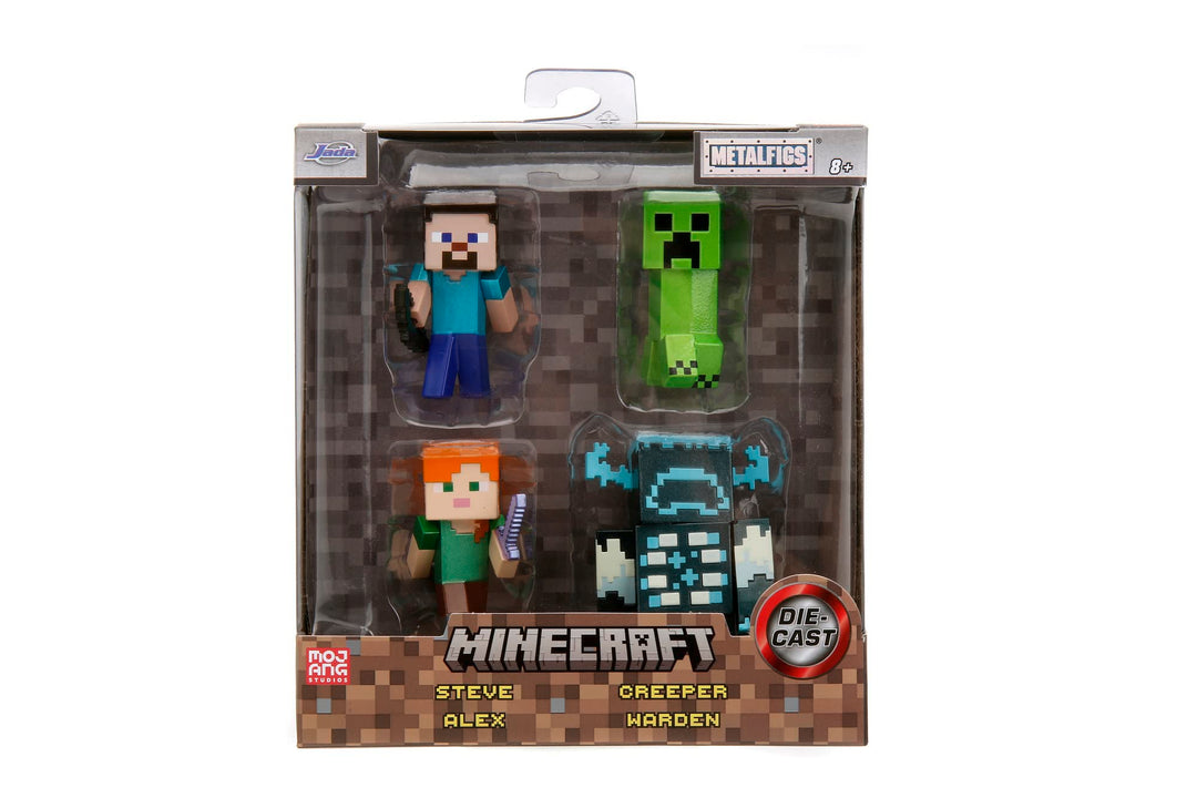 Jada Toys Minecraft Figuren-Set (4 Stück) aus Metall - Sammelfiguren aus Minecraft Caves & Cliffs (S