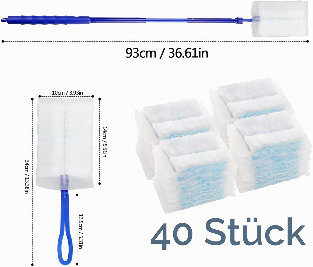 40 Stück Staubmagnet Duster Nachfüllpack für Swiffer Staubwedel Teleskop Starterset Staubwischer Sta