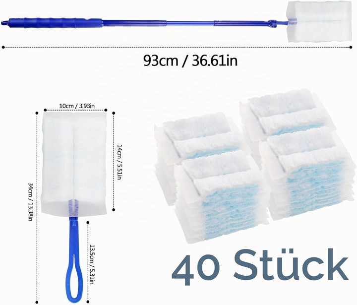 40 Stück Staubmagnet Duster Nachfüllpack für Swiffer Staubwedel Teleskop Starterset Staubwischer Sta