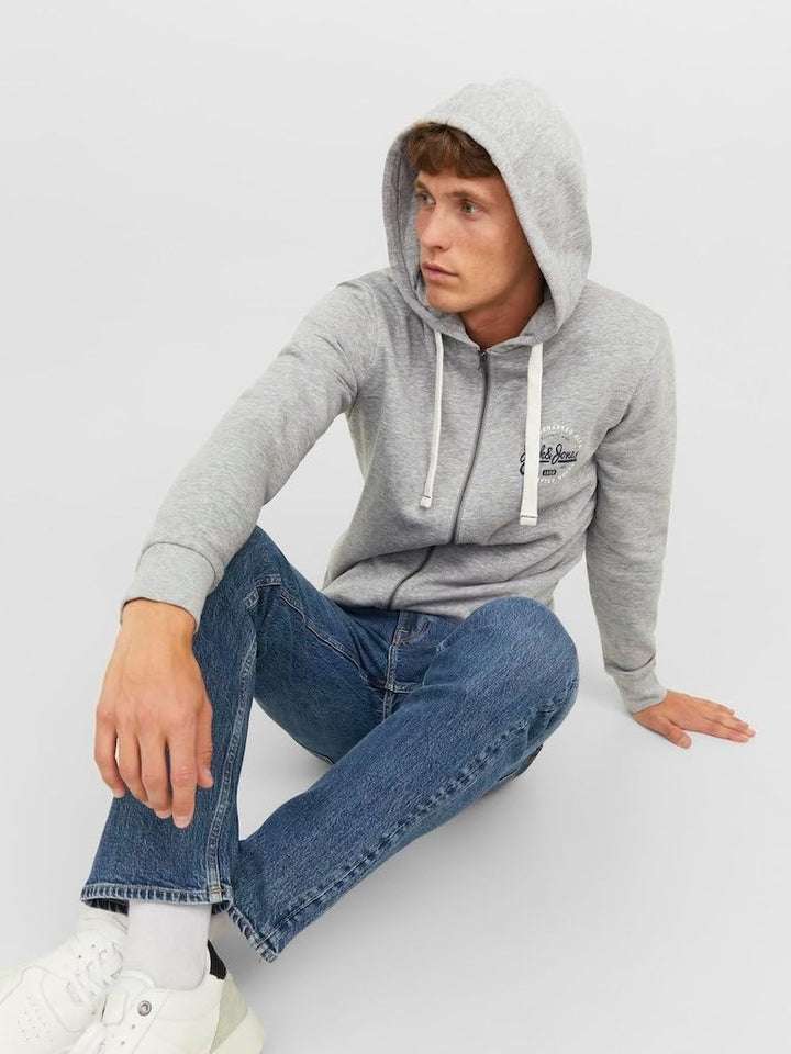 JACK & JONES Herren Jjmikk Sweat Zip Hood Pls Kapuzenjacke 3XL Grosse Grössen Light Grey Melange, 3X