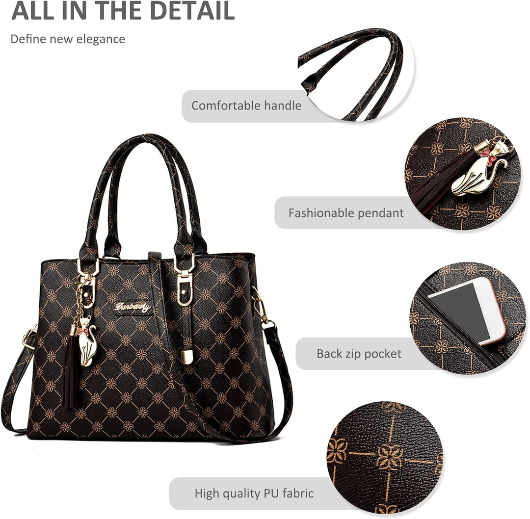 NICOLE & DORIS Damen Handtasche Elegante Schultertaschen Bedruckte Handtaschen PU Leder Frauen Umhän