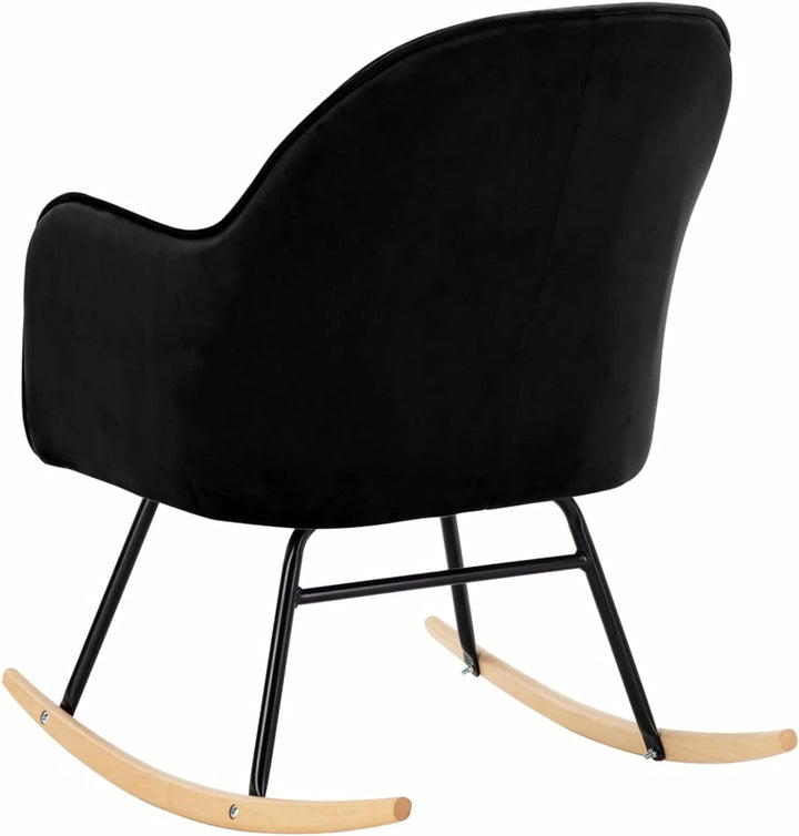 Susany Schaukelsessel Schaukelstuhl Relaxsessel Loungesessel Stillstuhl Fernsehsessel Samt Schwarz 6