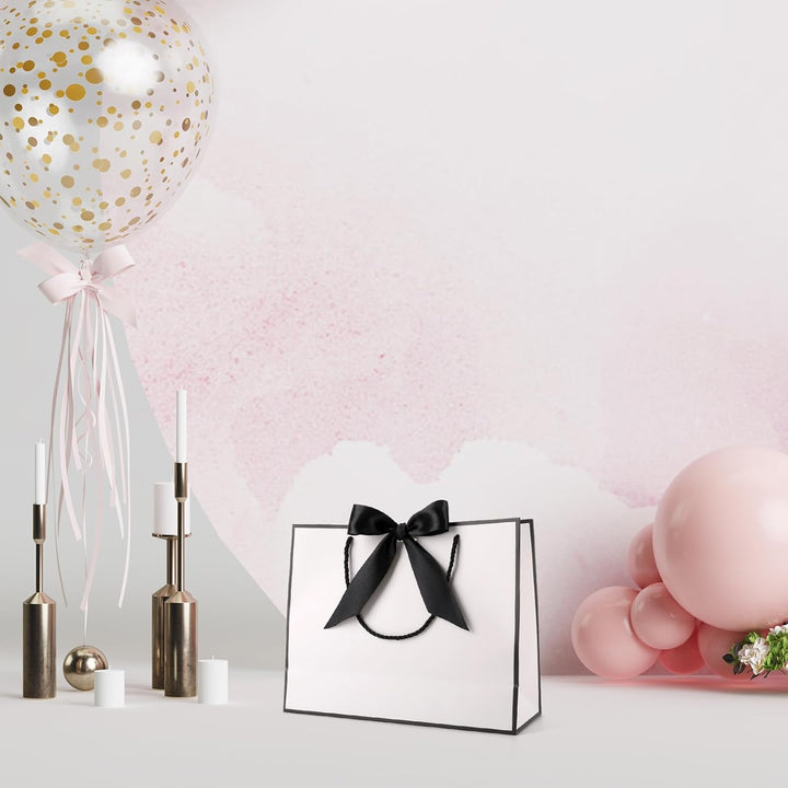 Geschenktüte mit Schleife,Geschenktüte Weiss,Geschenktaschen für Geburtstag, Hochzeit, Festivalfeier