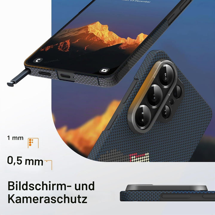 memumi Magnetische Carbon Hülle für Galaxy S26 Ultra,Ultradünne Handyhülle, Hülle aus echter Aramidf