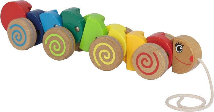 Eichhorn 100003447 - Nachziehtier Raupe mit Bewegung, 32 cm lang, Buchenholz