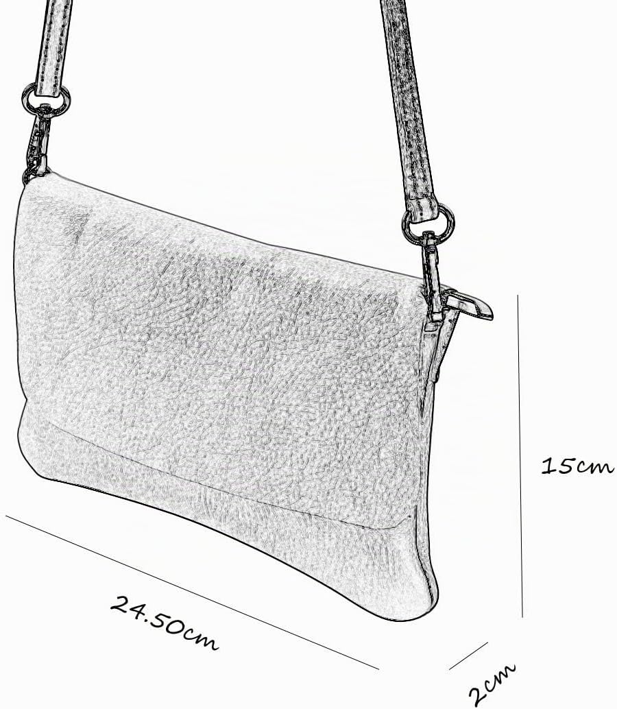 SH Leder Echtleder Umhängetasche Clutch kleine Tasche Abendtasche 24,50x15cm Ely G149 Schwarz, Schwa