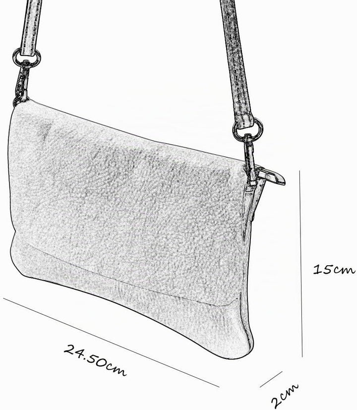SH Leder Echtleder Umhängetasche Clutch kleine Tasche Abendtasche 24,50x15cm Ely G149 Schwarz, Schwa