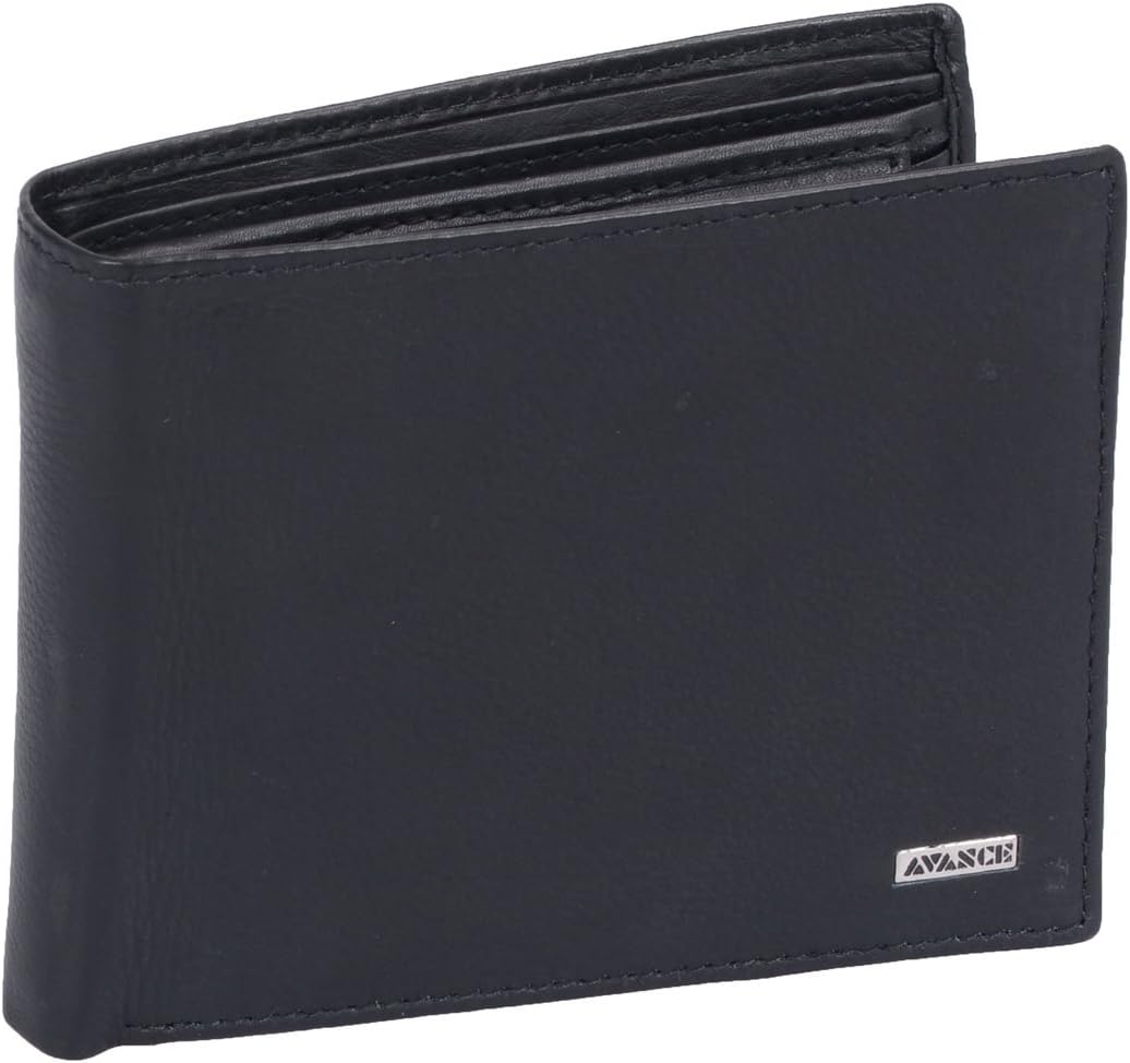 Scheintasche mit Lasche AVANCE in Echt-Leder, 12x10cm Schwarz, Schwarz