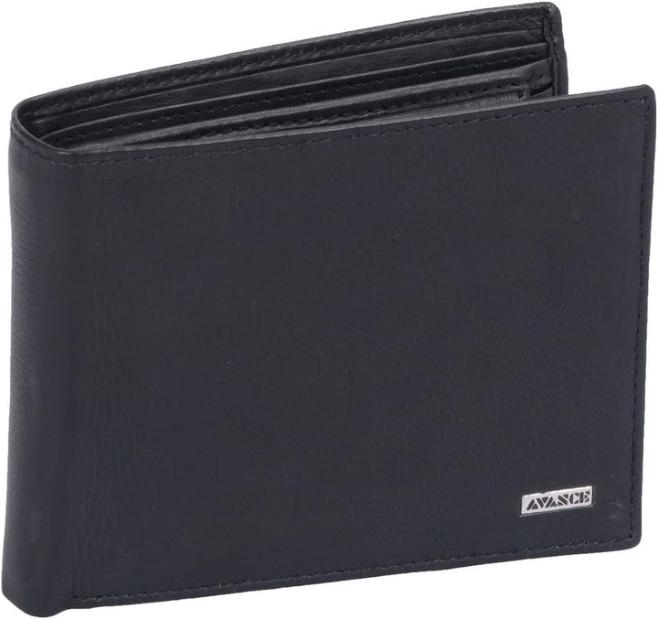 Scheintasche mit Lasche AVANCE in Echt-Leder, 12x10cm Schwarz, Schwarz
