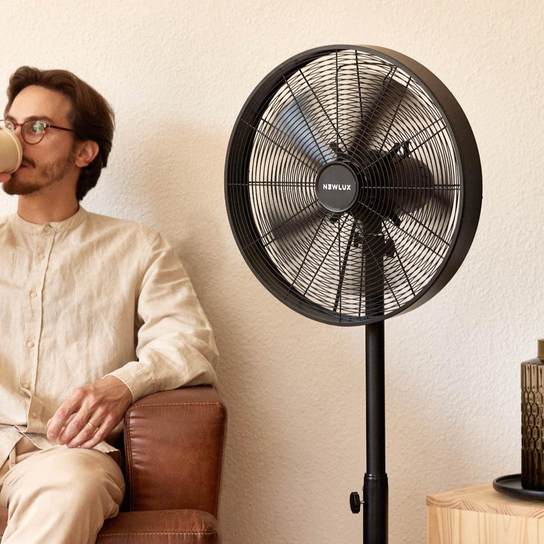 Newlux - Standventilator W1250 Smart mit 5 Flügeln mit Ø 40 cm, 3 Geschwindigkeiten und Kupfermotor,